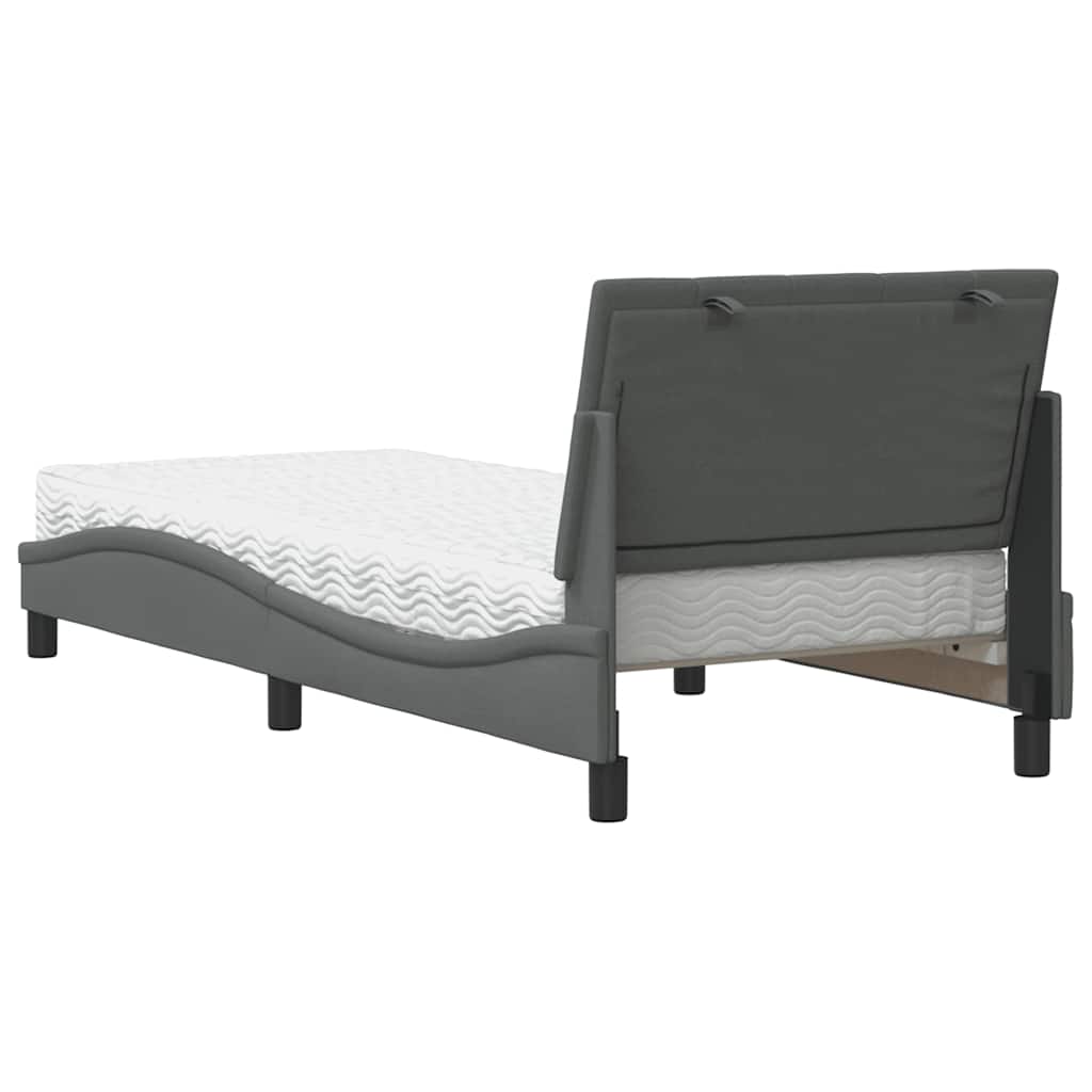 Bett mit Matratze "Hanko" Dunkelgrau 90x190 cm Stoff