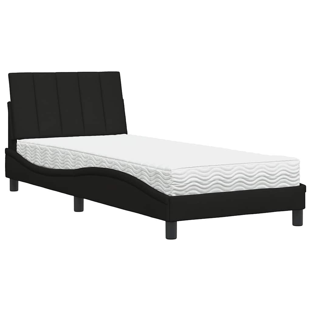Bett mit Matratze "Hanko" Schwarz 90x190 cm Stoff