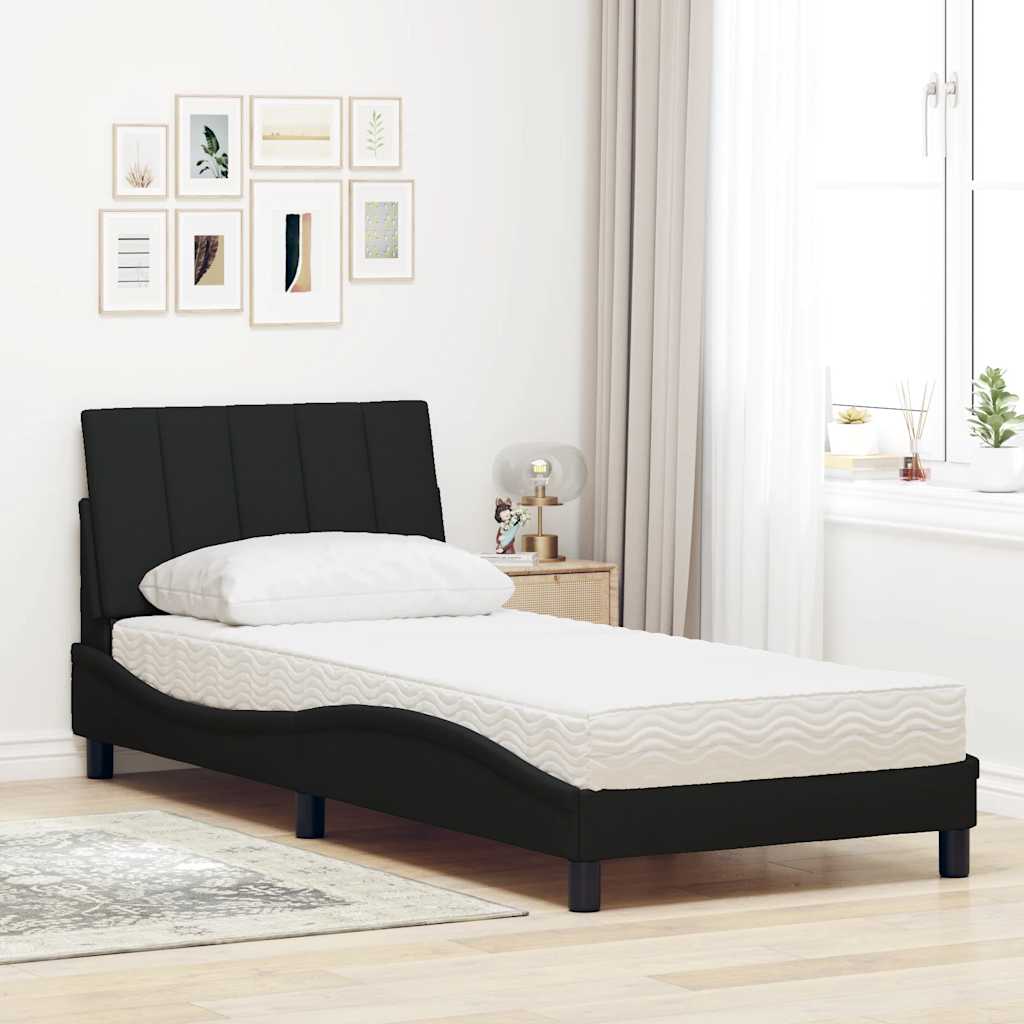 Bett mit Matratze "Hanko" Schwarz 90x190 cm Stoff