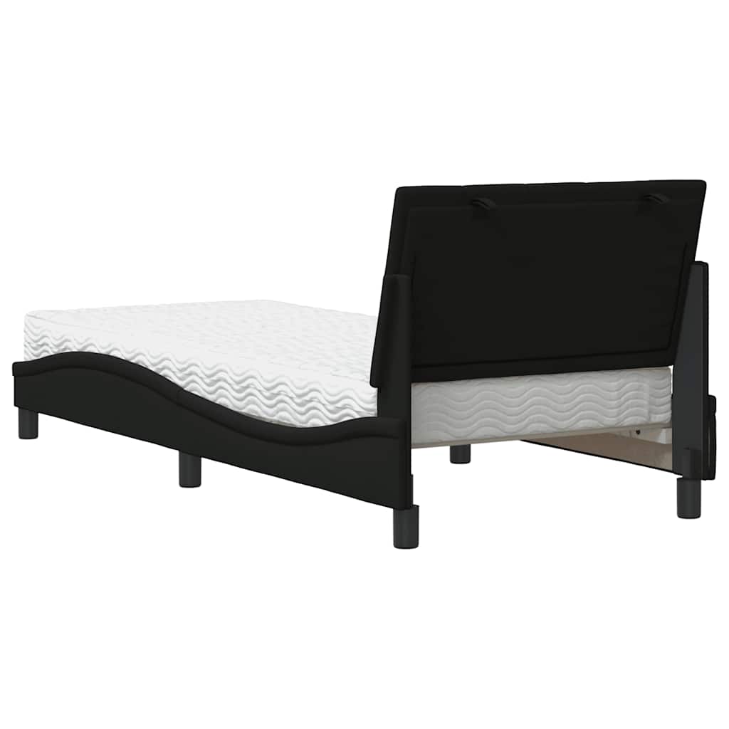 Bett mit Matratze "Hanko" Schwarz 90x190 cm Stoff