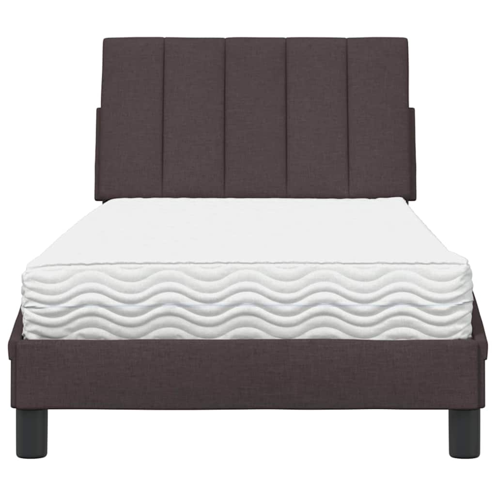 Bett mit Matratze "Hanko" Dunkelbraun 90x190 cm Stoff