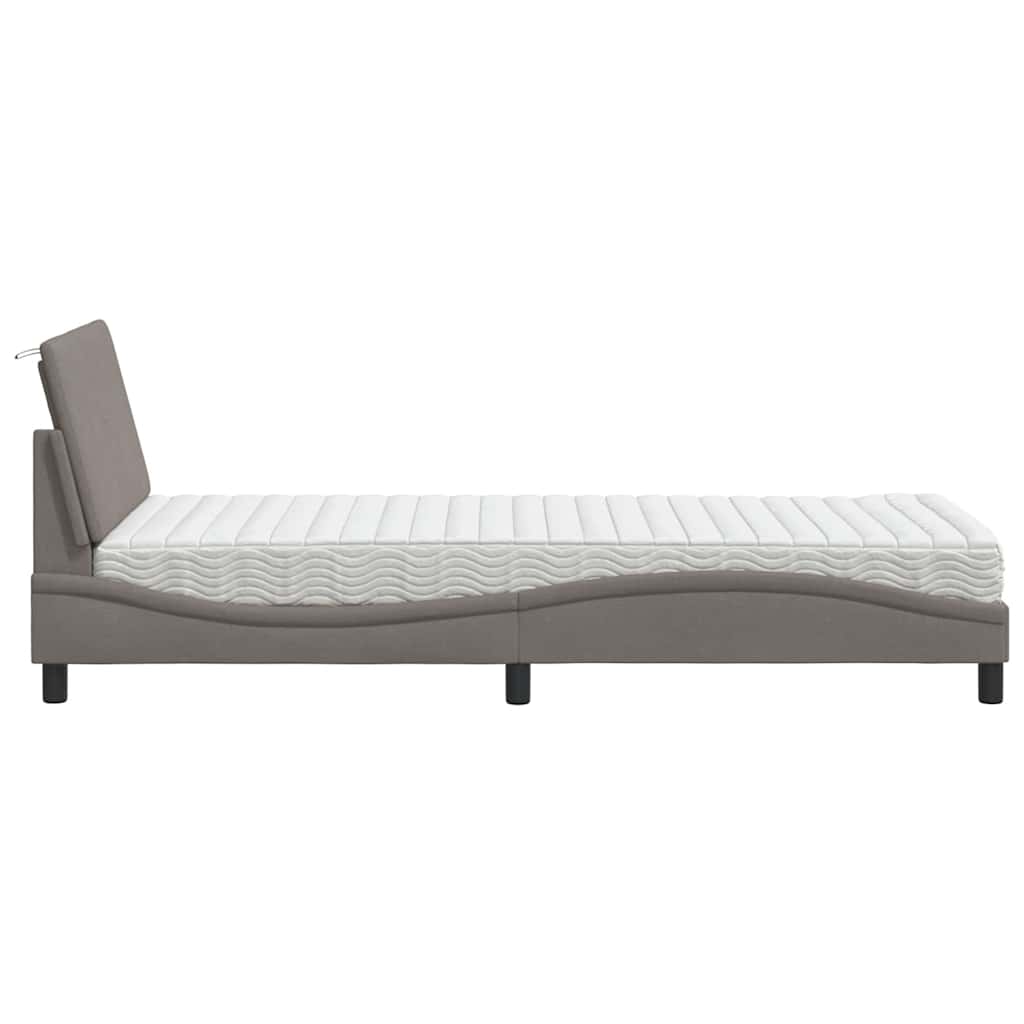 Bett mit Matratze "Hanko" Taupe 90x190 cm Stoff
