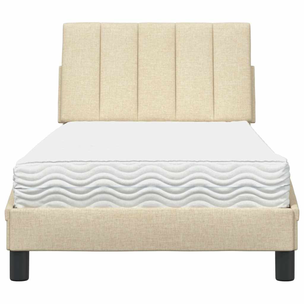 Bett mit Matratze "Hanko" Creme 90x190 cm Stoff