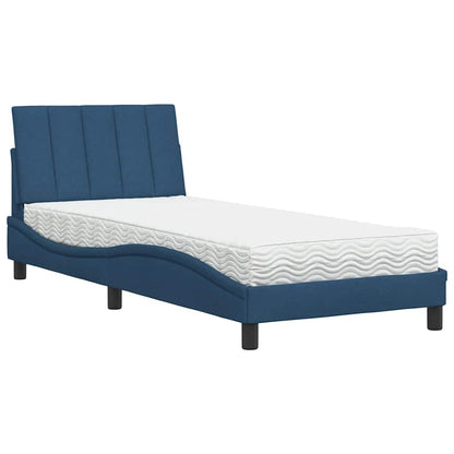 Bett mit Matratze "Hanko" Blau 90x190 cm Stoff