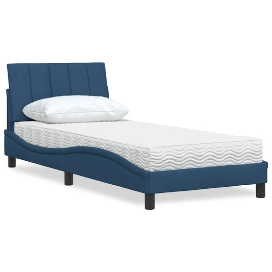Bett mit Matratze "Hanko" Blau 90x190 cm Stoff