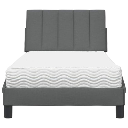 Bett mit Matratze "Hanko" Dunkelgrau 90x200 cm Stoff