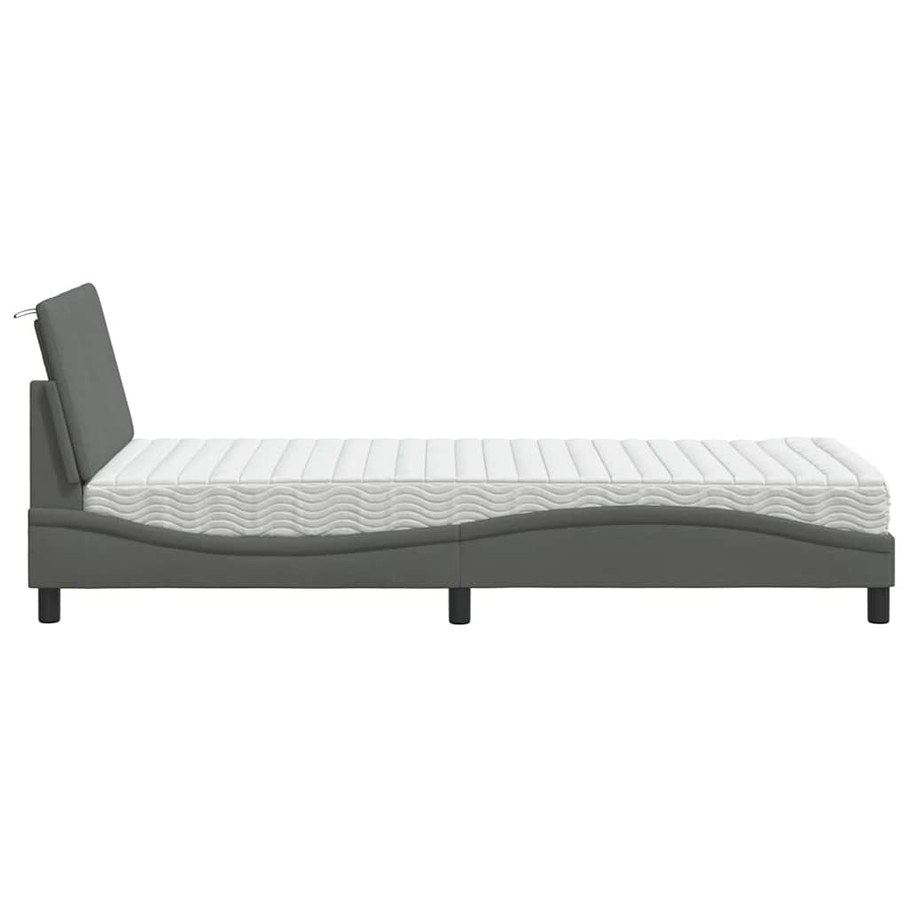 Bett mit Matratze "Hanko" Dunkelgrau 90x200 cm Stoff