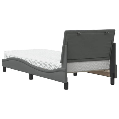 Bett mit Matratze "Hanko" Dunkelgrau 90x200 cm Stoff