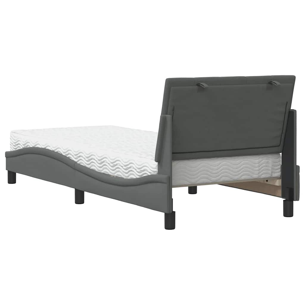 Bett mit Matratze "Hanko" Dunkelgrau 90x200 cm Stoff
