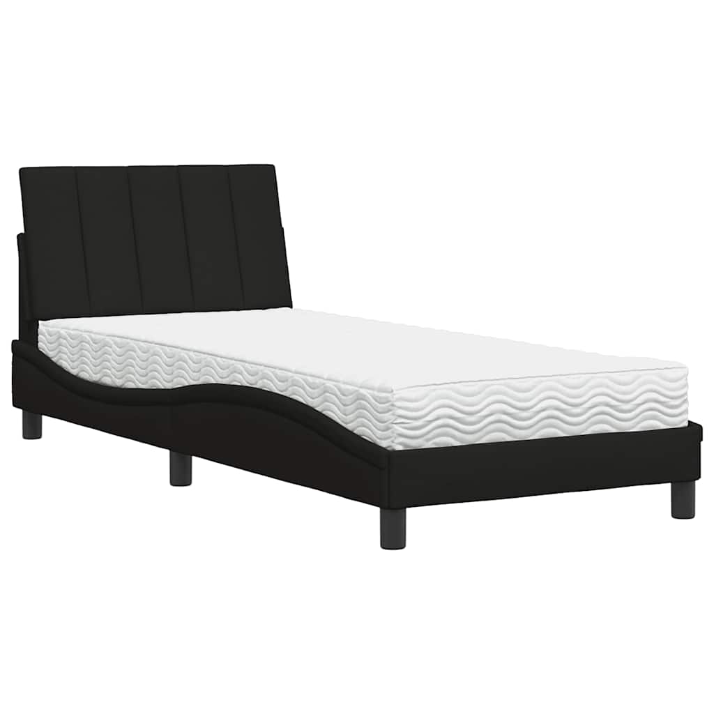 Bett mit Matratze "Hanko" Schwarz 90x200 cm Stoff