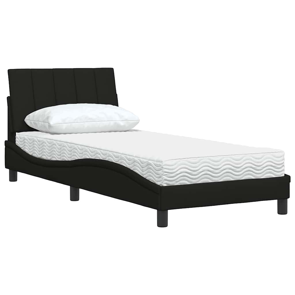 Bett mit Matratze "Hanko" Schwarz 90x200 cm Stoff
