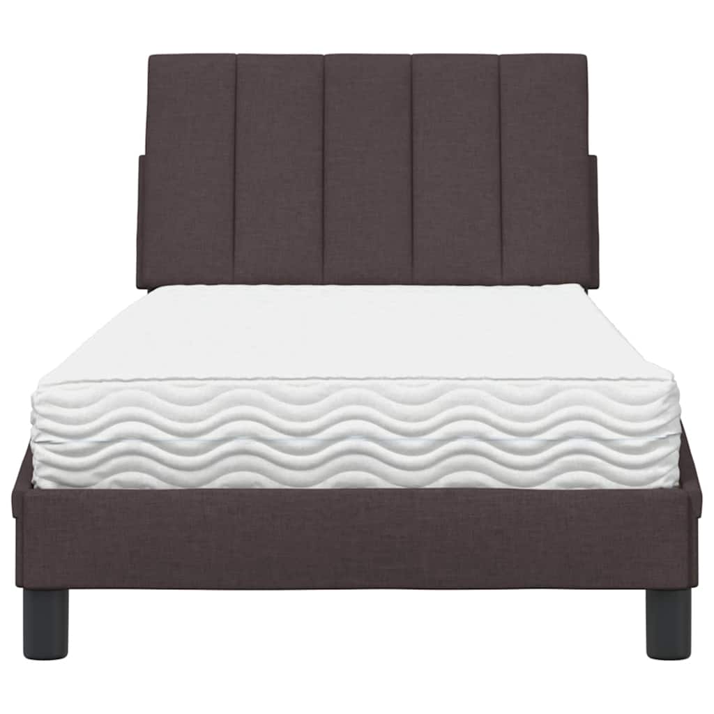 Bett mit Matratze "Hanko" Dunkelbraun 90x200 cm Stoff