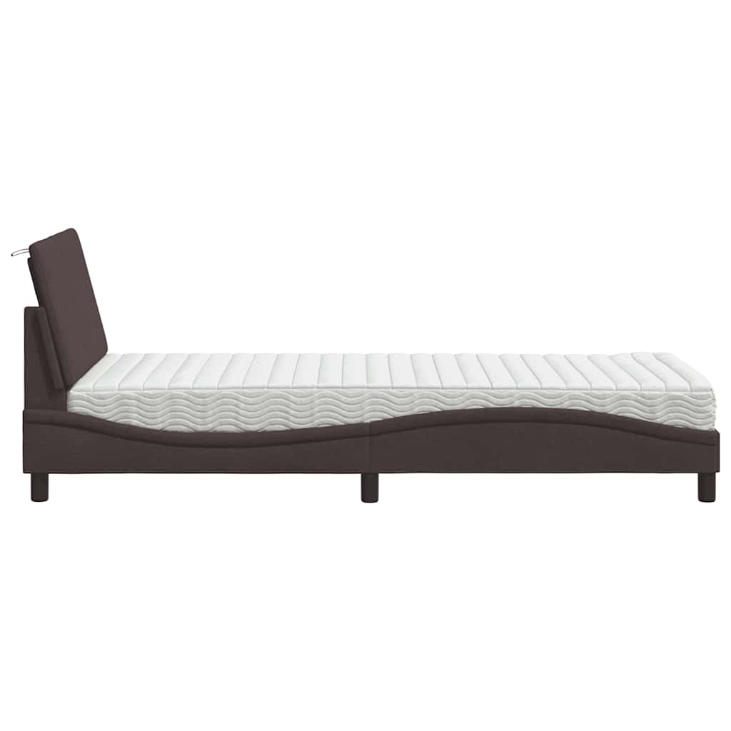 Bett mit Matratze "Hanko" Dunkelbraun 90x200 cm Stoff