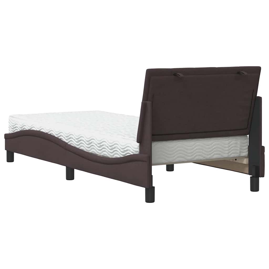 Bett mit Matratze "Hanko" Dunkelbraun 90x200 cm Stoff