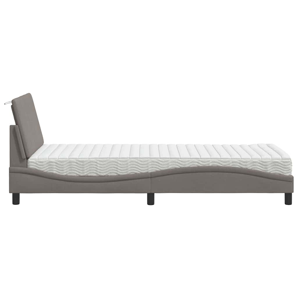 Bett mit Matratze "Hanko" Taupe 90x200 cm Stoff