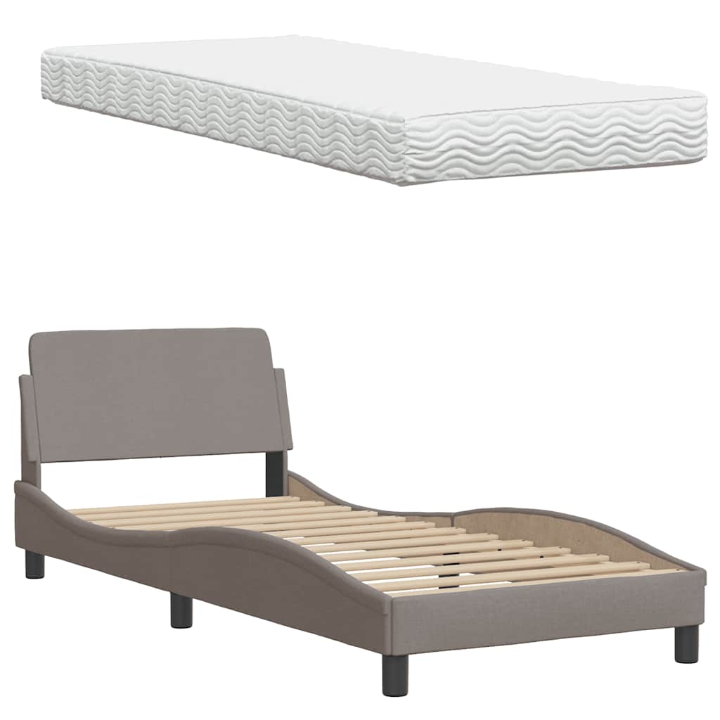Bett mit Matratze "Hanko" Taupe 90x200 cm Stoff