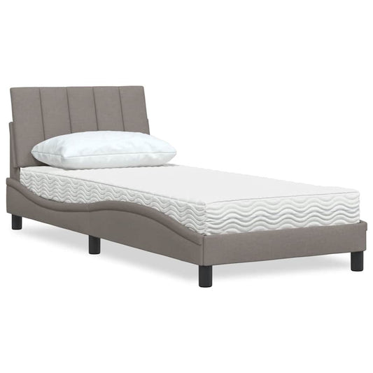 Bett mit Matratze "Hanko" Taupe 90x200 cm Stoff