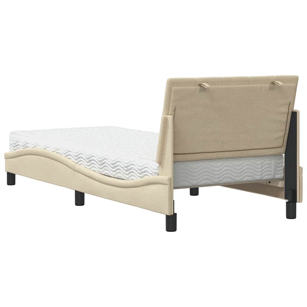 Bett mit Matratze "Hanko" Creme 90x200 cm Stoff