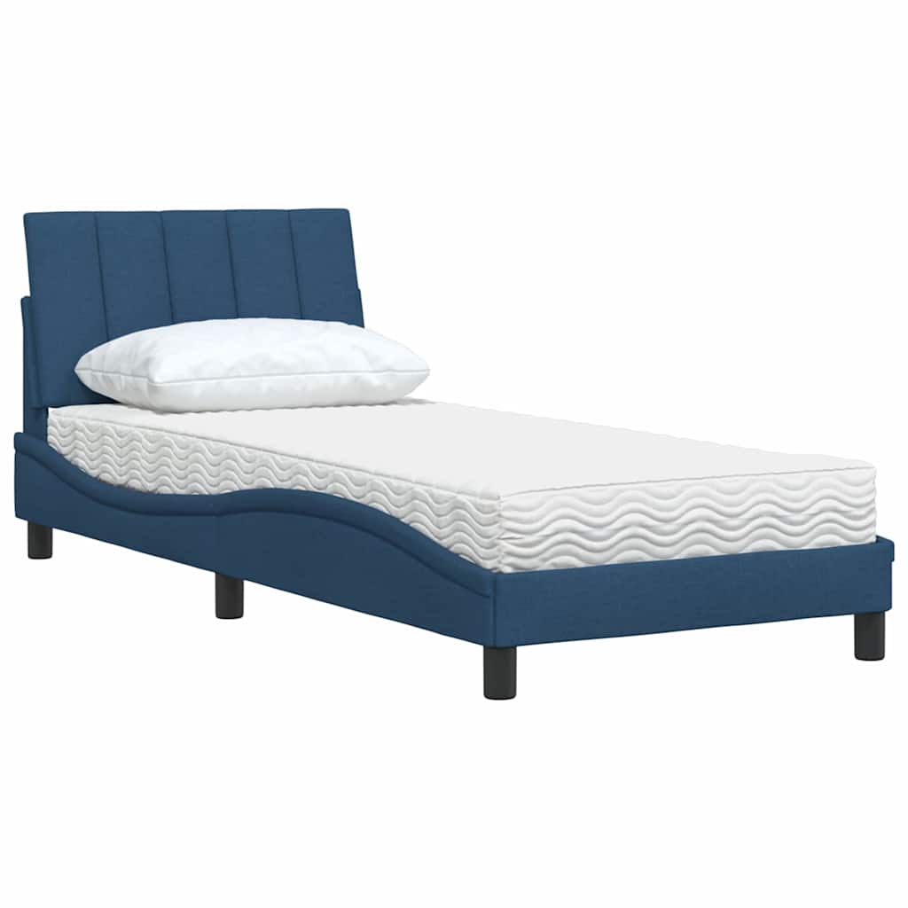 Bett mit Matratze "Hanko" Blau 90x200 cm Stoff