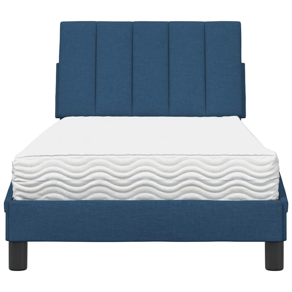 Bett mit Matratze "Hanko" Blau 90x200 cm Stoff