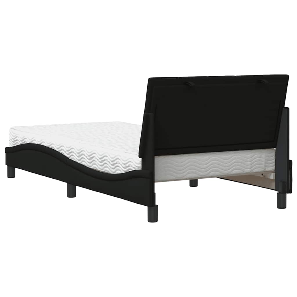 Bed with mattress black 100x200 cm fabric