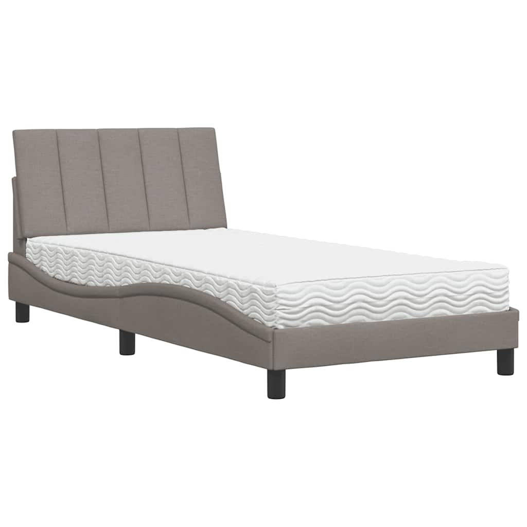 Bett mit Matratze "Hanko" Taupe 100x200 cm Stoff