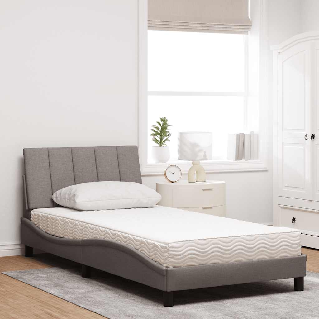 Bett mit Matratze "Hanko" Taupe 100x200 cm Stoff