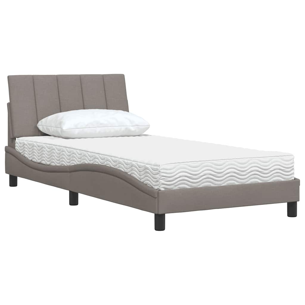 Bett mit Matratze "Hanko" Taupe 100x200 cm Stoff