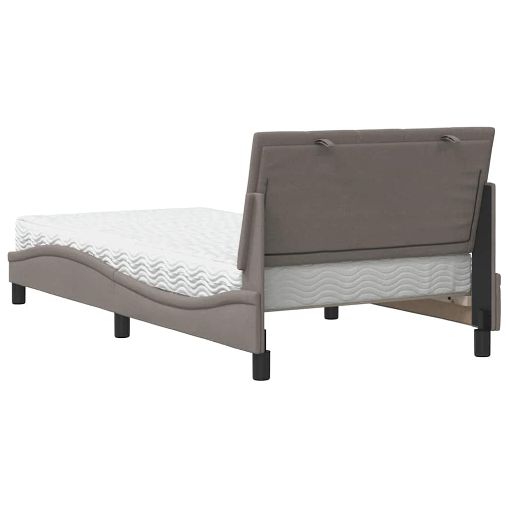 Bett mit Matratze "Hanko" Taupe 100x200 cm Stoff
