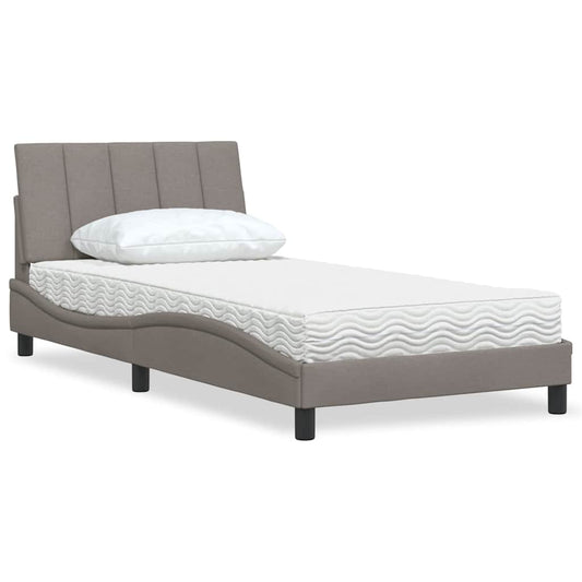 Bett mit Matratze "Hanko" Taupe 100x200 cm Stoff