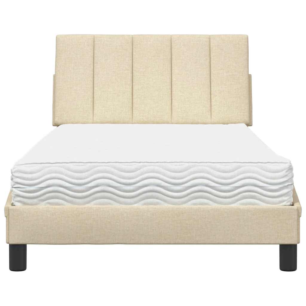 Bett mit Matratze "Hanko" Creme 100x200 cm Stoff