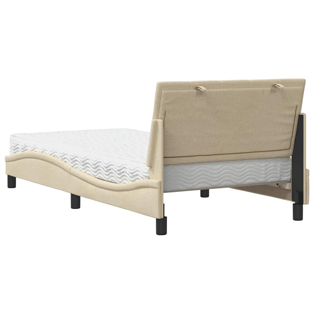 Bett mit Matratze "Hanko" Creme 100x200 cm Stoff