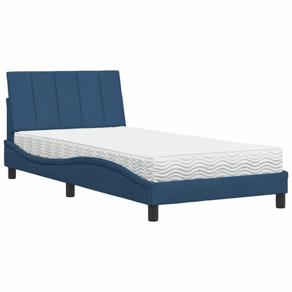 Bett mit Matratze "Hanko" Blau 100x200 cm Stoff