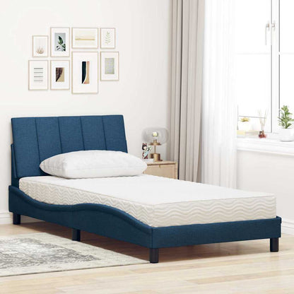 Bett mit Matratze "Hanko" Blau 100x200 cm Stoff
