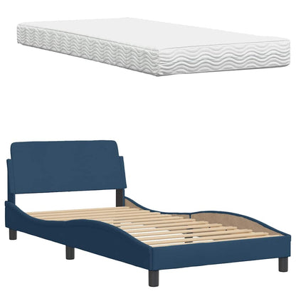 Bett mit Matratze "Hanko" Blau 100x200 cm Stoff