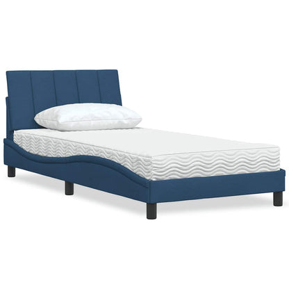 Bett mit Matratze "Hanko" Blau 100x200 cm Stoff