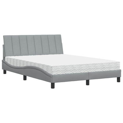 Bett mit Matratze "Hanko" Hellgrau 120x200 cm Stoff