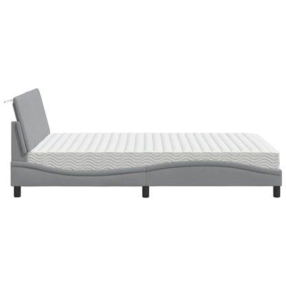 Bett mit Matratze "Hanko" Hellgrau 120x200 cm Stoff
