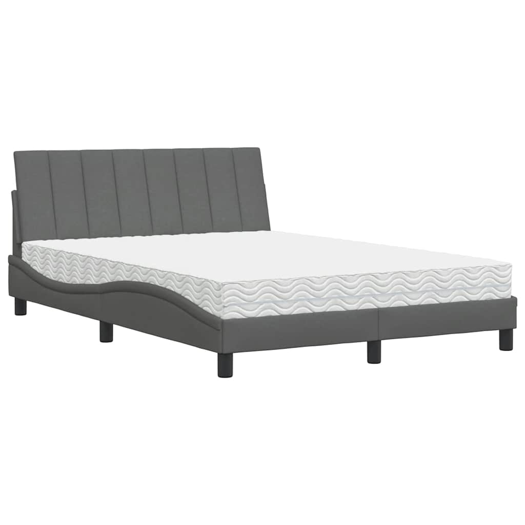 Bett mit Matratze "Hanko" Dunkelgrau 120x200 cm Stoff