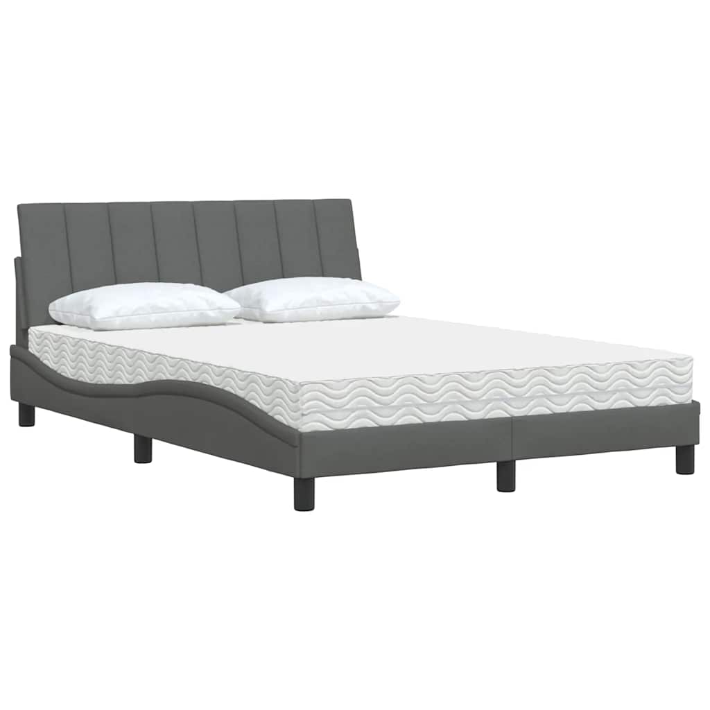 Bett mit Matratze "Hanko" Dunkelgrau 120x200 cm Stoff