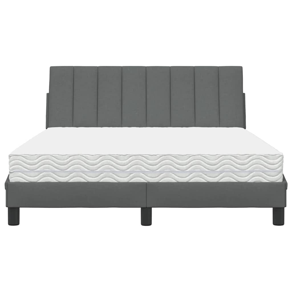 Bett mit Matratze "Hanko" Dunkelgrau 120x200 cm Stoff