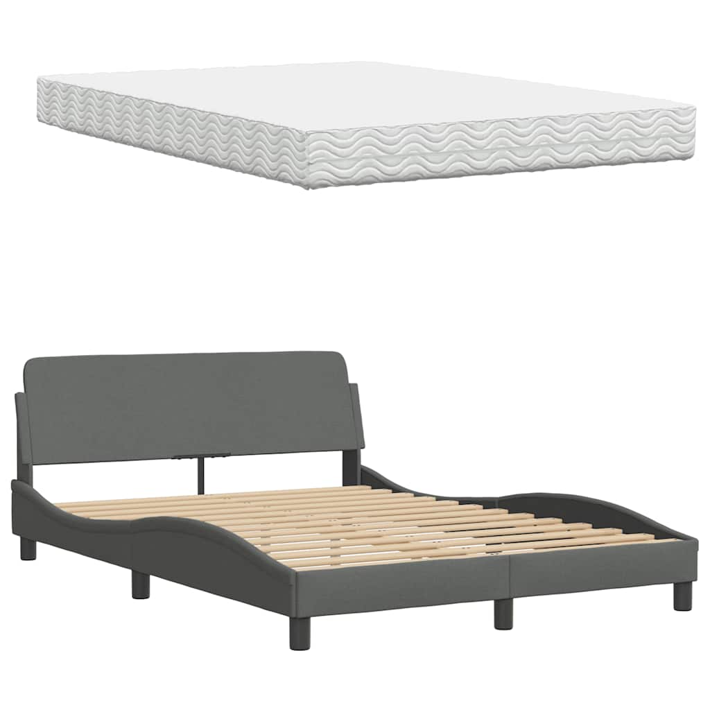 Bett mit Matratze "Hanko" Dunkelgrau 120x200 cm Stoff