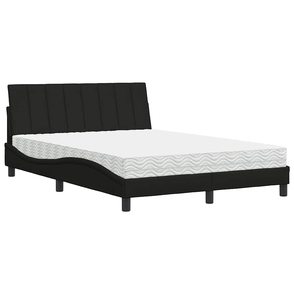 Bett mit Matratze "Hanko" Schwarz 120x200 cm Stoff