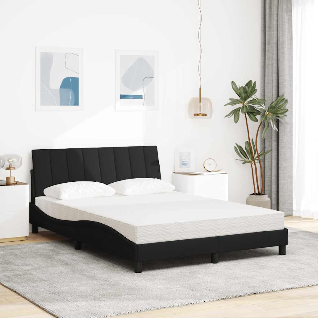 Bett mit Matratze "Hanko" Schwarz 120x200 cm Stoff