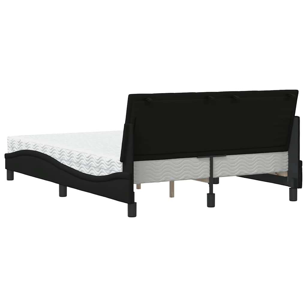 Bett mit Matratze "Hanko" Schwarz 120x200 cm Stoff