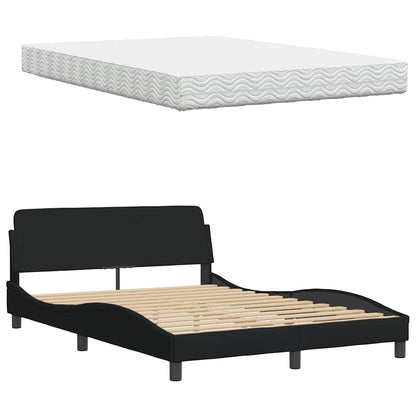 Bett mit Matratze "Hanko" Schwarz 120x200 cm Stoff