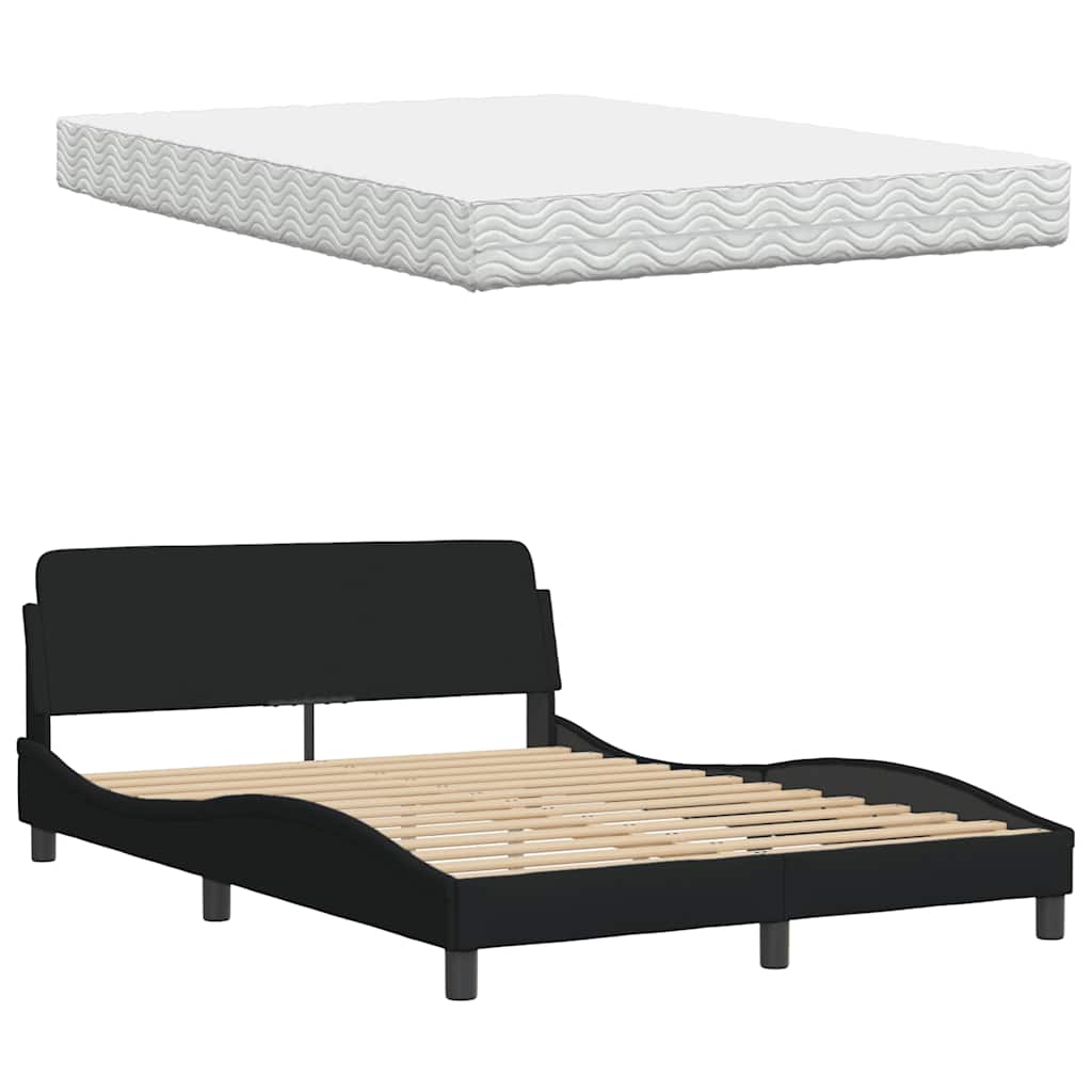 Bett mit Matratze "Hanko" Schwarz 120x200 cm Stoff