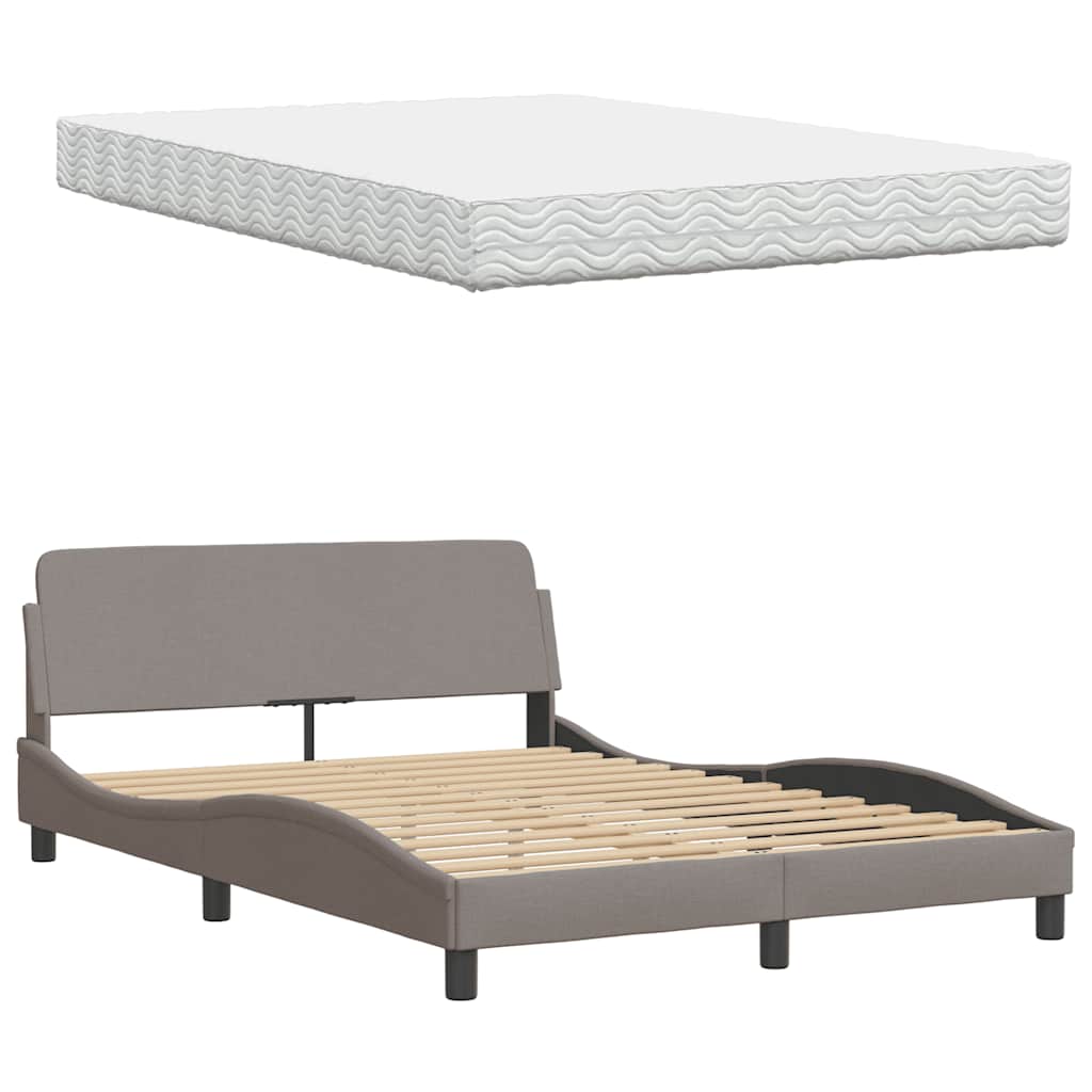 Bett mit Matratze "Hanko" Taupe 120x200 cm Stoff