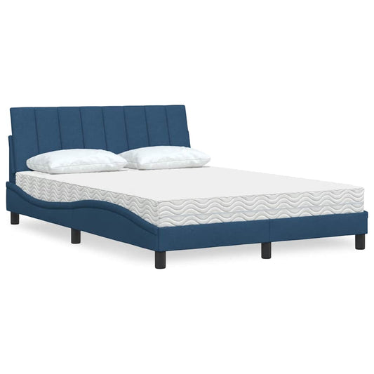 Bett mit Matratze "Hanko" Blau 120x200 cm Stoff