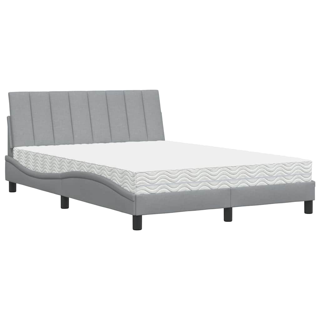 Bett mit Matratze "Hanko" Hellgrau 140x190 cm Stoff